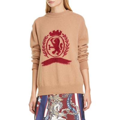Tommy Hilfiger Needle Punch Crest Wool & Cashmere Sweater, Yellow