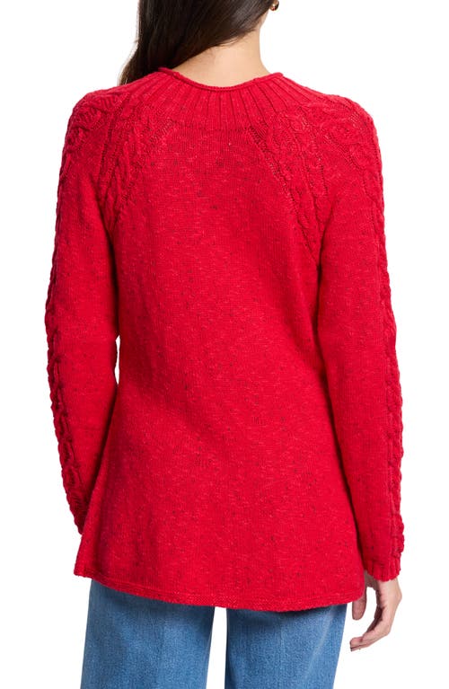 Shop Nic + Zoe Nic+zoe Femme Cotton Blend Cable Sweater In Amaryllis