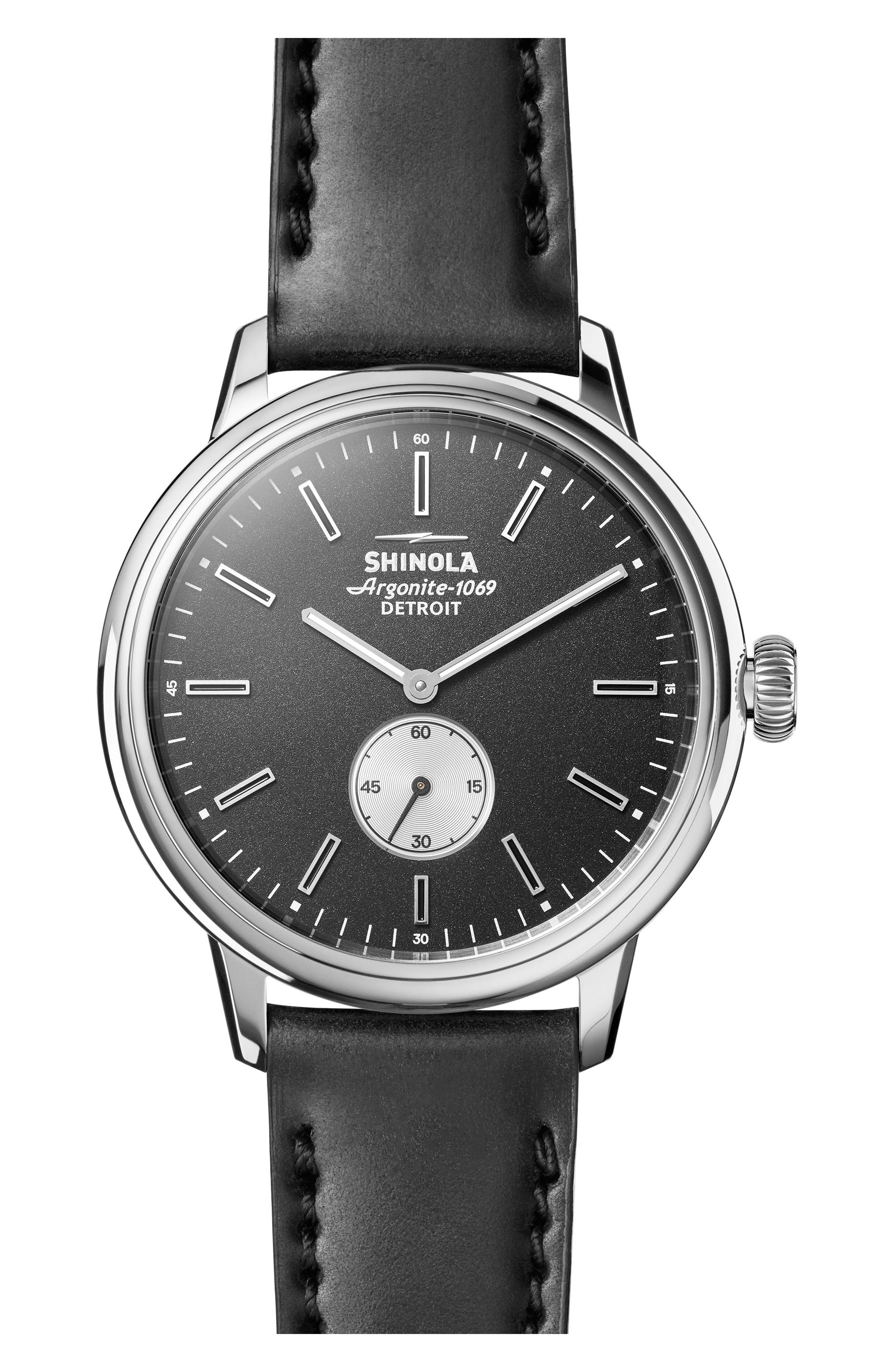 Shinola Men's Bedrock Leather Strap Watch In Black