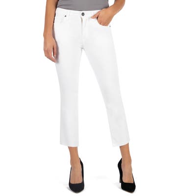 Kut From The Kloth Kelsey High Waist Raw Hem Ankle Flare Jeans, White