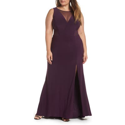 Plus Size Morgan & Co. Power Mesh Illusion Knit Dress, Purple