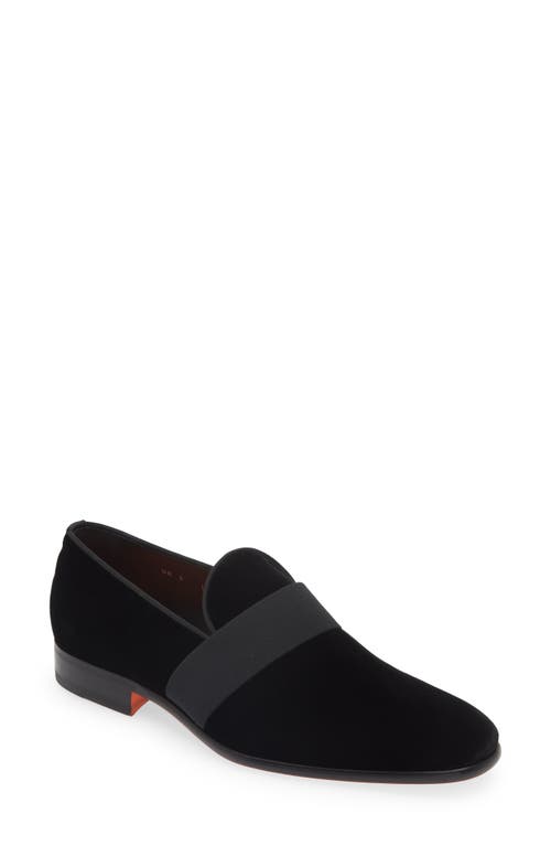 Santoni Isomer Velvet & Leather Slip-On Shoe Black-N01 at Nordstrom,