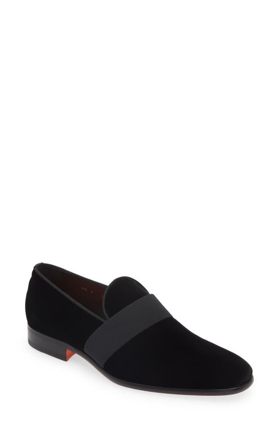 Santoni Men's Isomer-vlun01 Velvet Slip On Formal Loafers In Black-n01