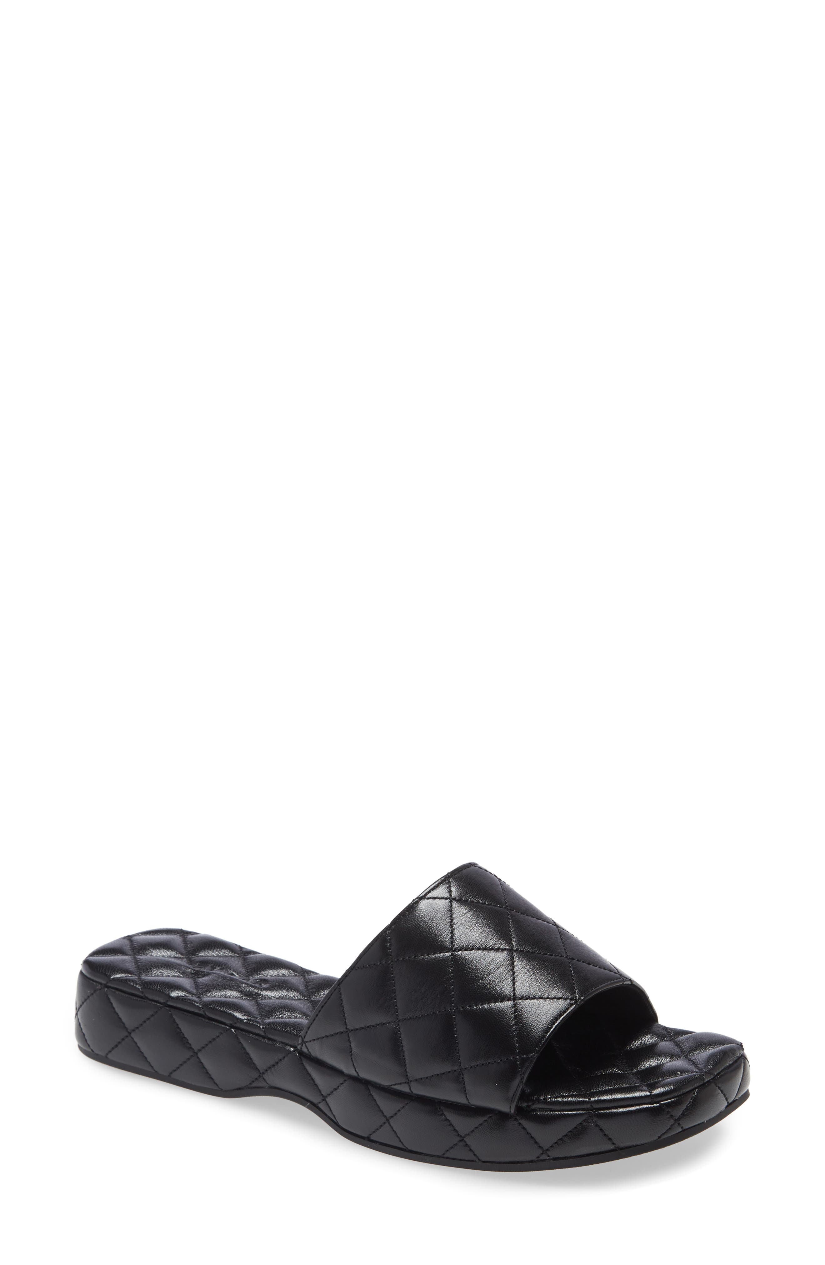 quilted black slides