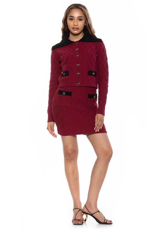 Alexia Admor Pattern Knit Miniskirt In Burgundy
