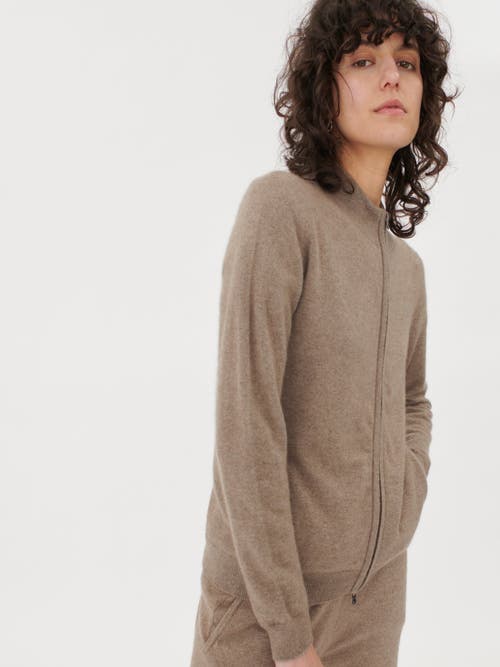 Shop Gobi Cashmere Full-zip Cashmere Cardigan In Taupe