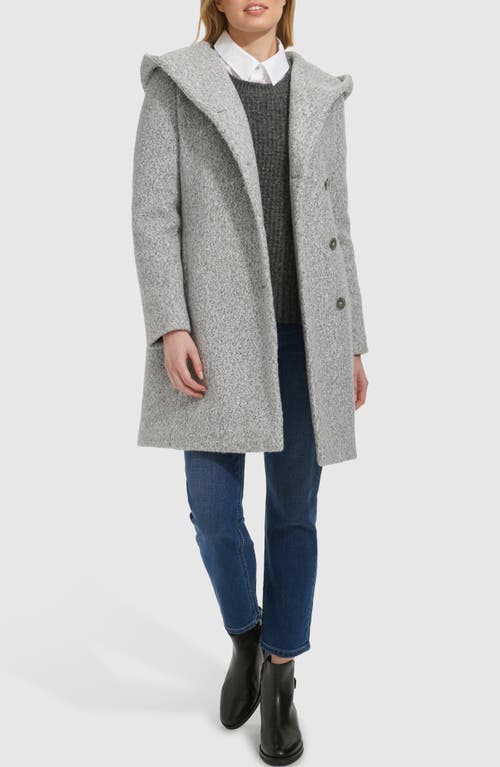 Shop Cole Haan Pressed Bouclé Shawl Hood Coat In Light Grey