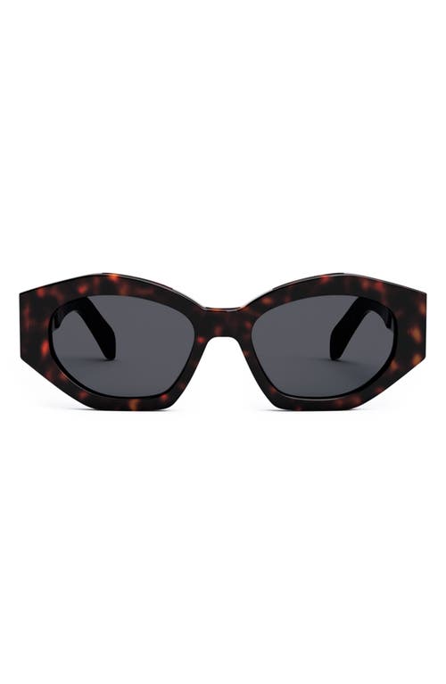 Celine Triomphe 54mm Cat Eye Sunglasses In Dark Havana/smoke