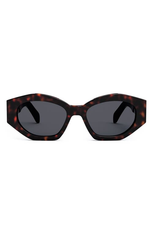 Shop Celine Triomphe 54mm Cat Eye Sunglasses In Dark Havana/smoke