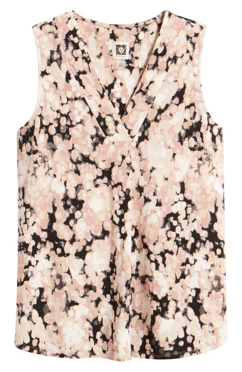 Shop Anne Klein Abstract Print Triple Pleat Sleeveless Top In Pink Blush Multi