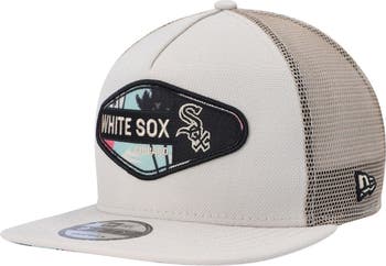New Era Men's New Era Natural Chicago White Sox Retro Beachin' Patch  A-Frame Trucker 9FIFTY Snapback Hat