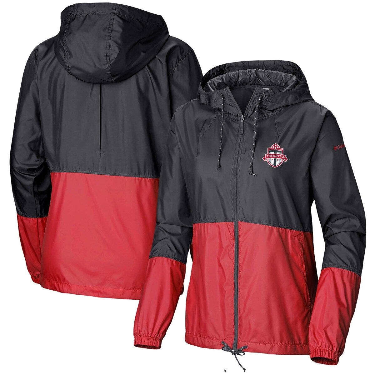 red columbia windbreaker