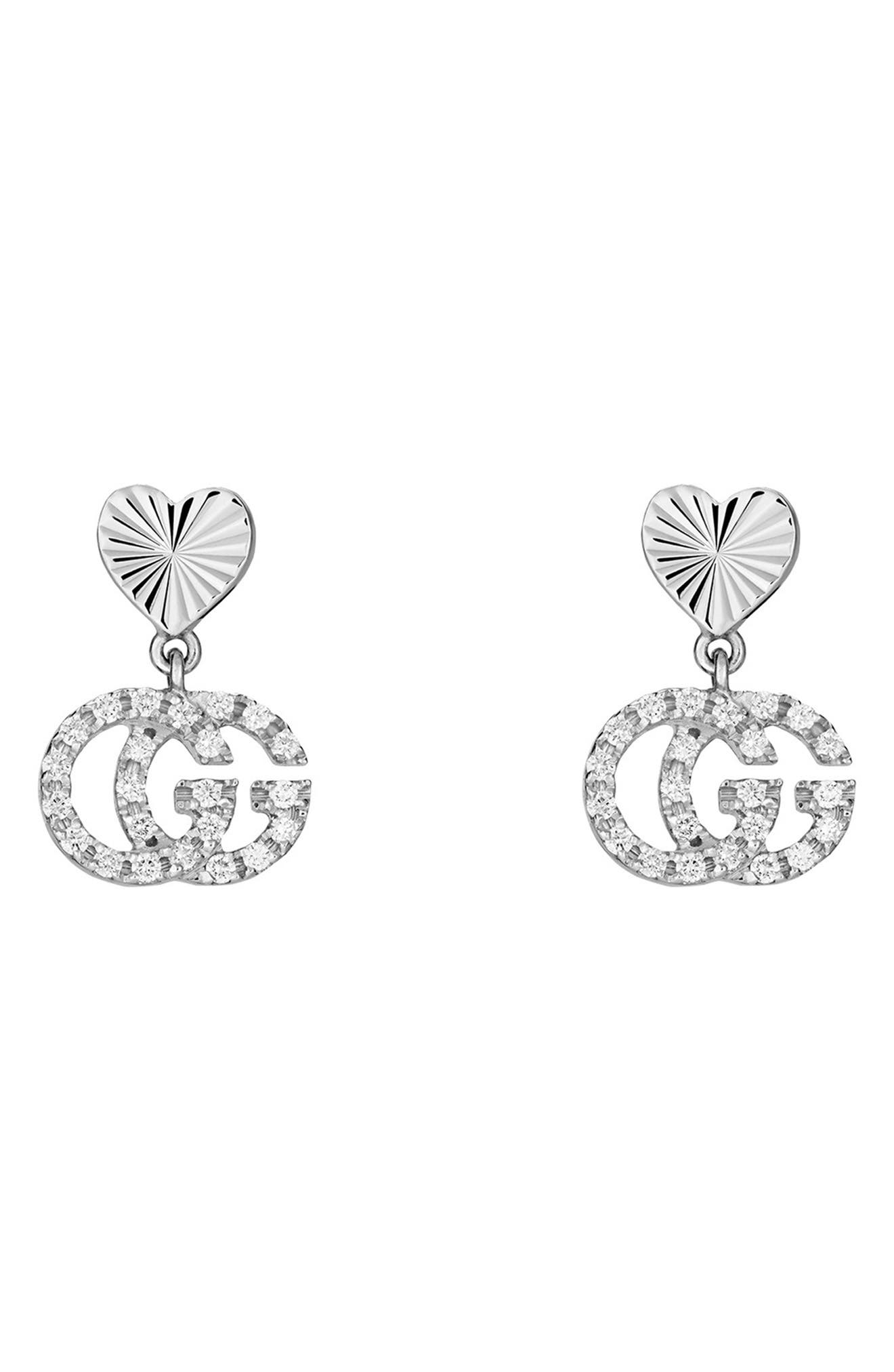 gucci running g drop earrings