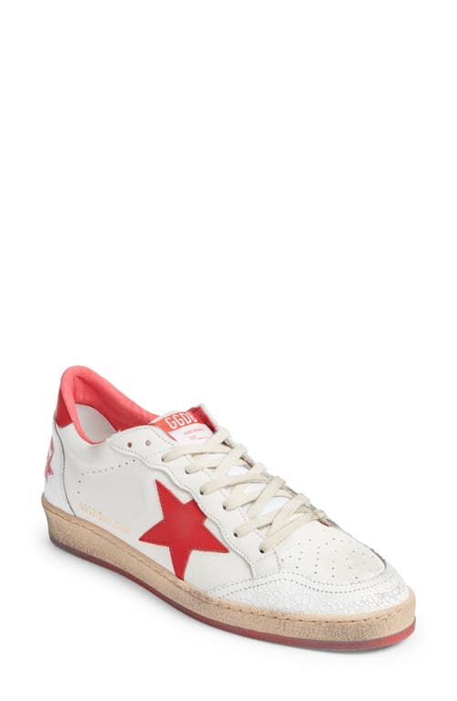 Shop Golden Goose Ball Star Low Top Sneaker In White/strawberry Red