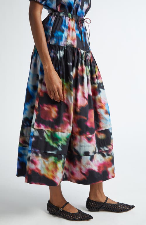 Shop Ulla Johnson Anthia Floral Tiered Cotton Midi Skirt In Aura