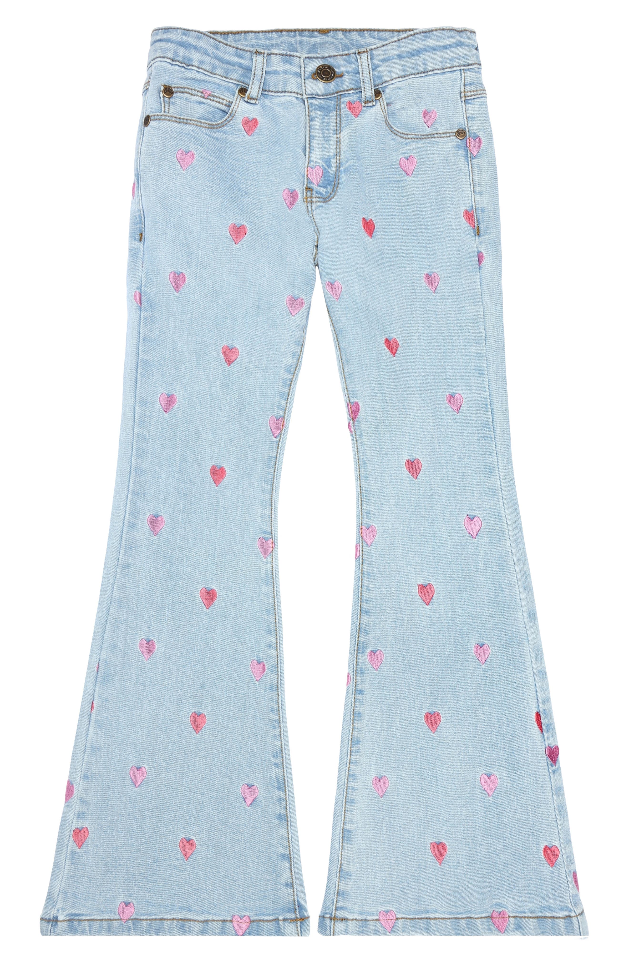 THE NEW La Embrodiered Flare Jeans in Light Blue Denim 