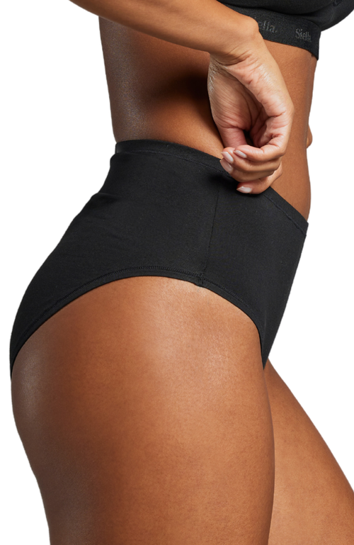 Shop Siella Organic Cotton High Waist Brief In Black