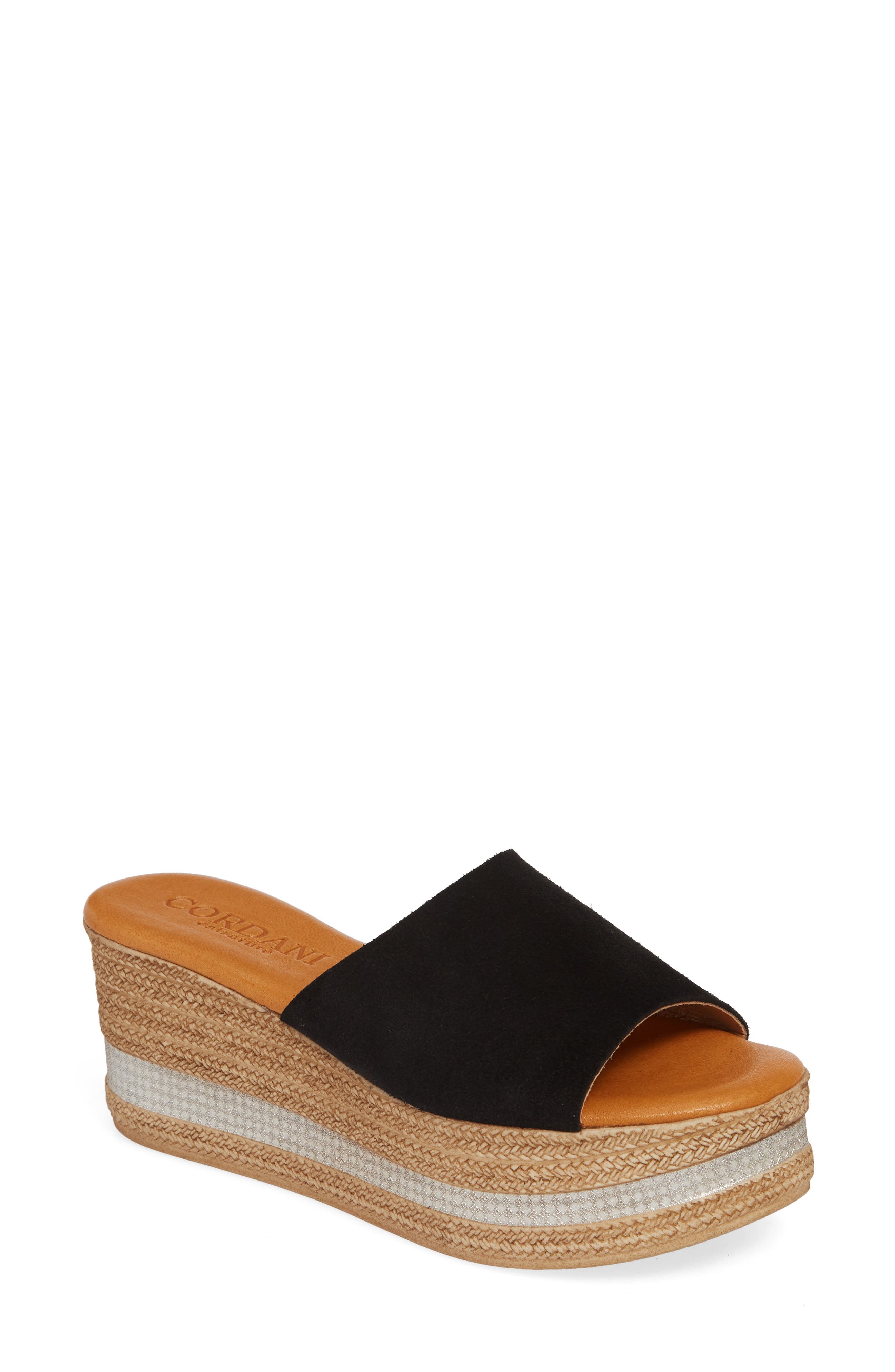 Cordani Barbara Wedge Slide Sandal, Black