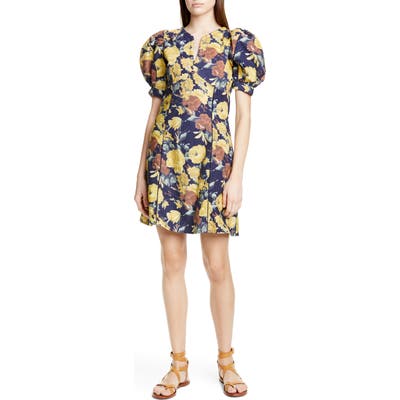 Sea Ella Floral Puff Sleeve Minidress, Yellow