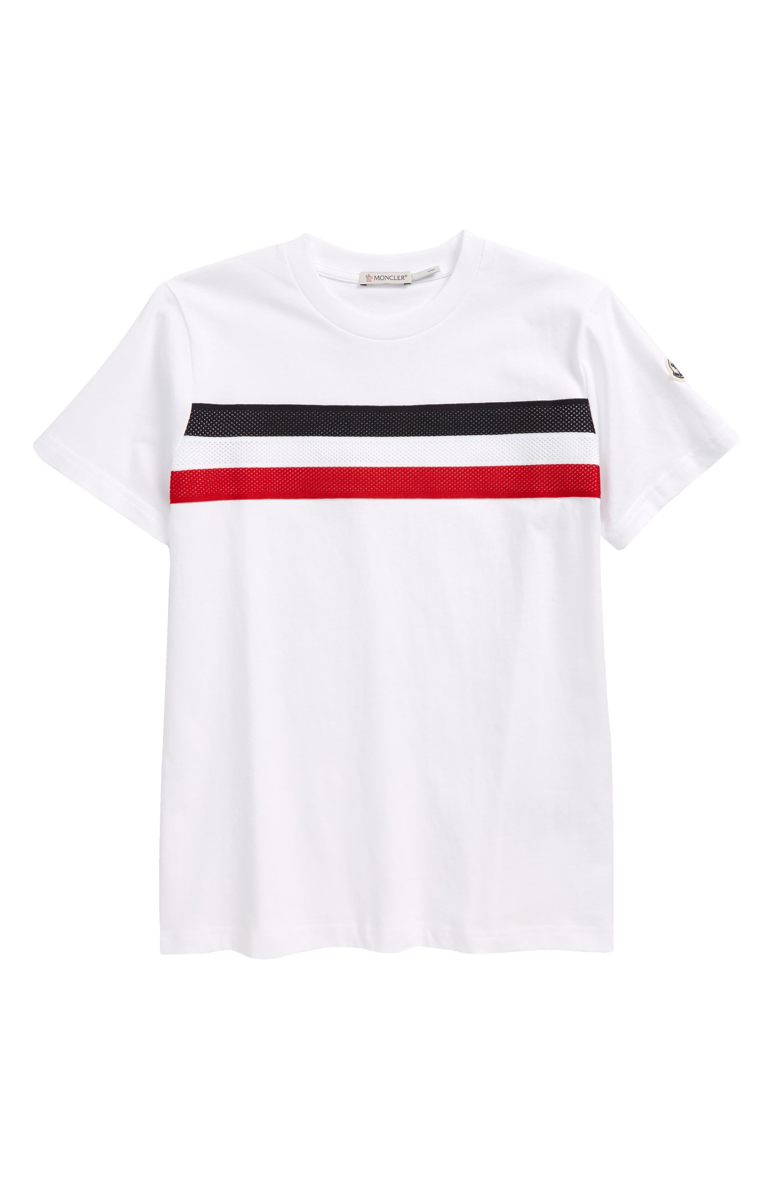Moncler Kids' Mesh Flag T-Shirt in White at Nordstrom, Size 10Y Us