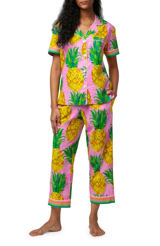 Bedhead Pajamas Print Crop Organic Cotton Knit Pajamas In Pineapple