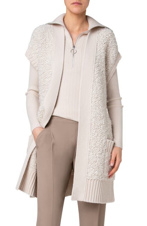 Shop Akris Punto Wool & Alpaca Bouclé Short Sleeve Long Cardigan In Cream