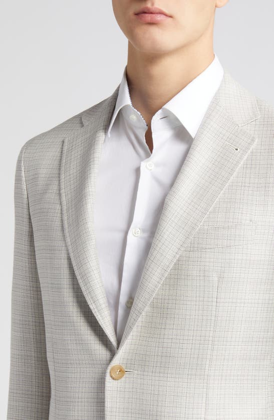 Shop Canali Kei Trim Fit Microcheck Wool & Silk Blend Sport Coat In White