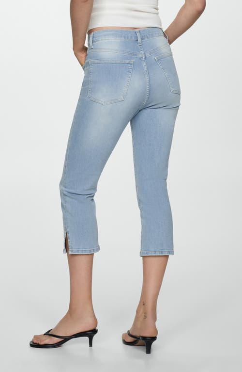 Shop Mango Slim Fit Slit Hem Capri Jeans In Medium Blue