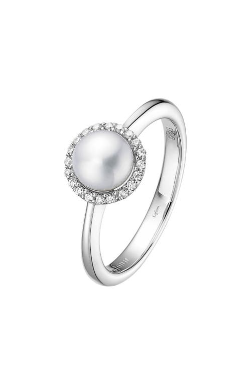 Lafonn Birthstone Halo Ring in June Pearl /Silver at Nordstrom, Size 9