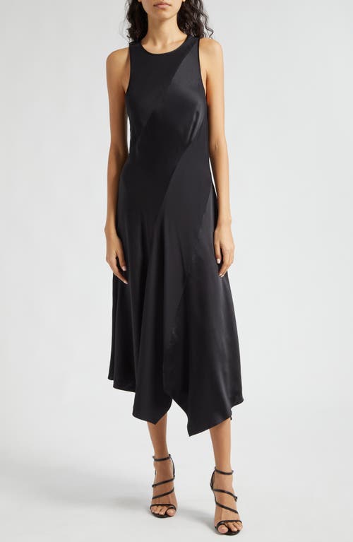 Cinq à Sept Solana Asymmetric Hem Sleeveless Silk Maxi Dress in Black