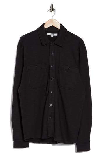 Joe's Knit Stretch Cotton Work Shirt In Black