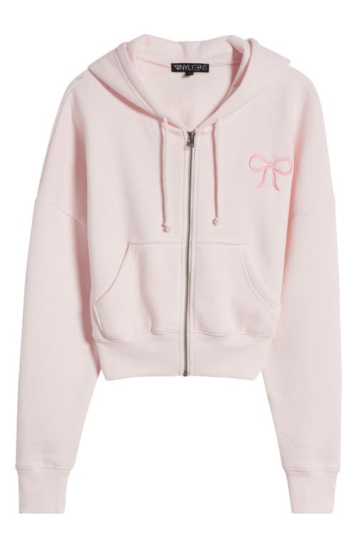 Shop Vinyl Icons Embroidered Bow Fleece Zip Hoodie In Pink