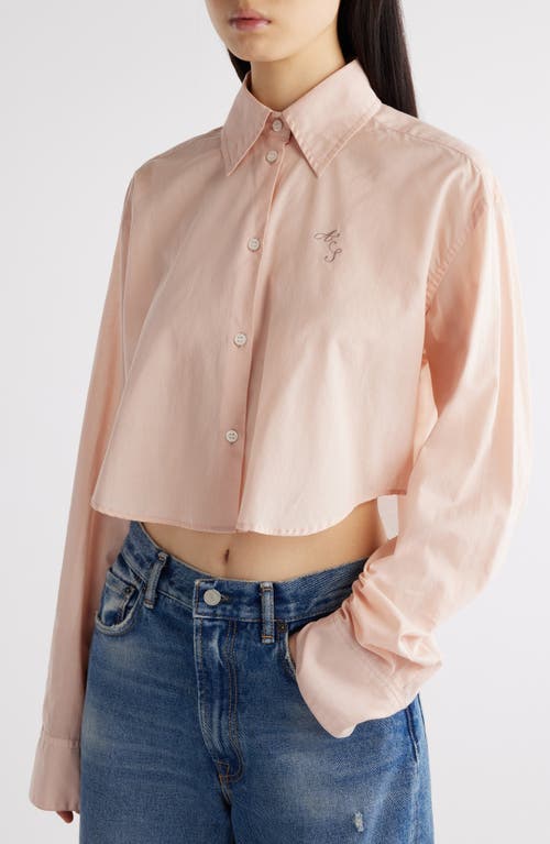 Shop Acne Studios Satai Crop Cotton Voile Button-up Shirt In Dusty Pink