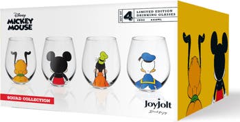 JoyJolt® Disney® Squad 15oz. Mickey Mouse & Pals Looking Backwards Stemless  Wine Glasses, 4ct.