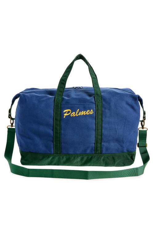 Palmes Logo Canvas Duffle Bag In Navy