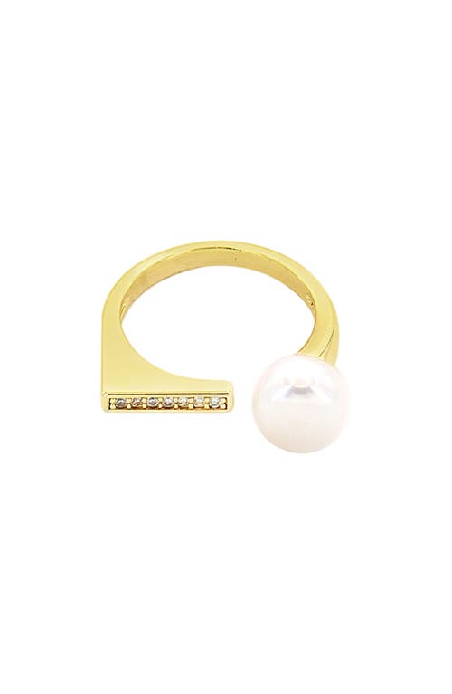 Shop Panacea Crystal & Freshwater Pearl Ring In Gold/pearl