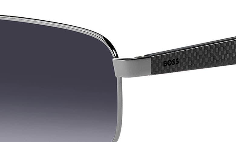 Hugo Boss Boss Rectangle Aviator Sunglasses, 59mm In Ruthenium Blue