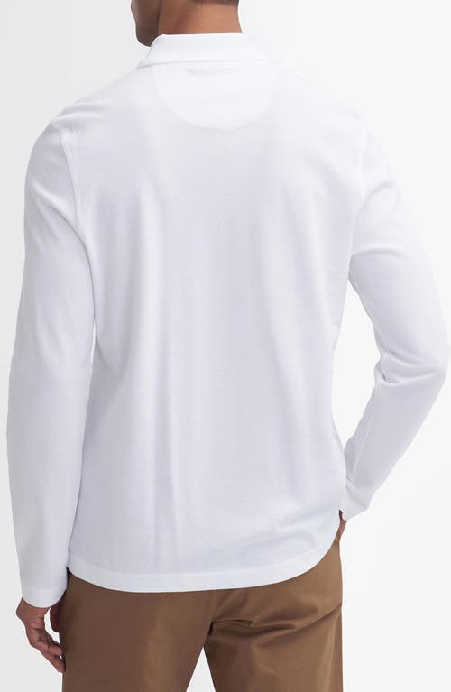 Shop Barbour Long Sleeve Cotton Polo In White