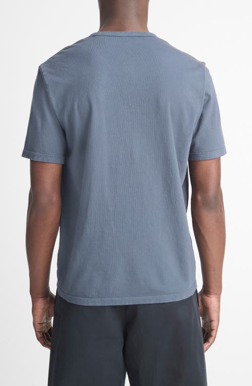 Shop Vince Garment Dyed Short Sleeve Henley In Washed Venice Blue