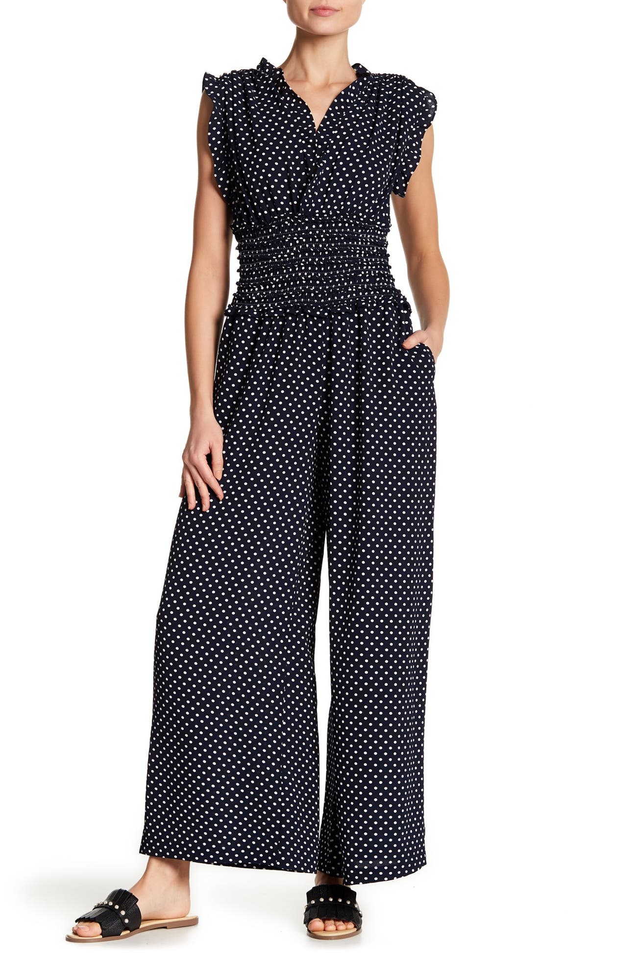 Max Studio | V-Neck Smocked Waist Jumpsuit | Nordstrom Rack