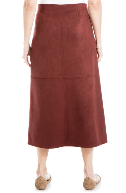 Max Studio Faux Suede A-line Midi Skirt In Chestnut