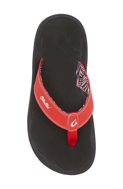 Shop Olukai Ohana Flip Flop In Red Lava/black