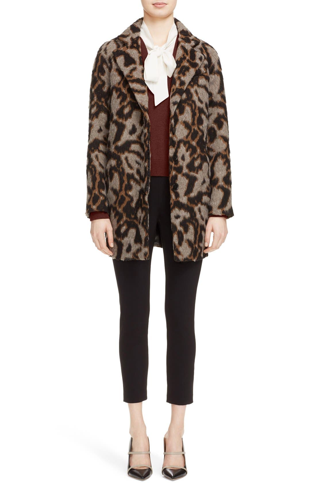 Veronica Beard 'Camille' Leopard Jacquard Cocoon Coat | Nordstrom