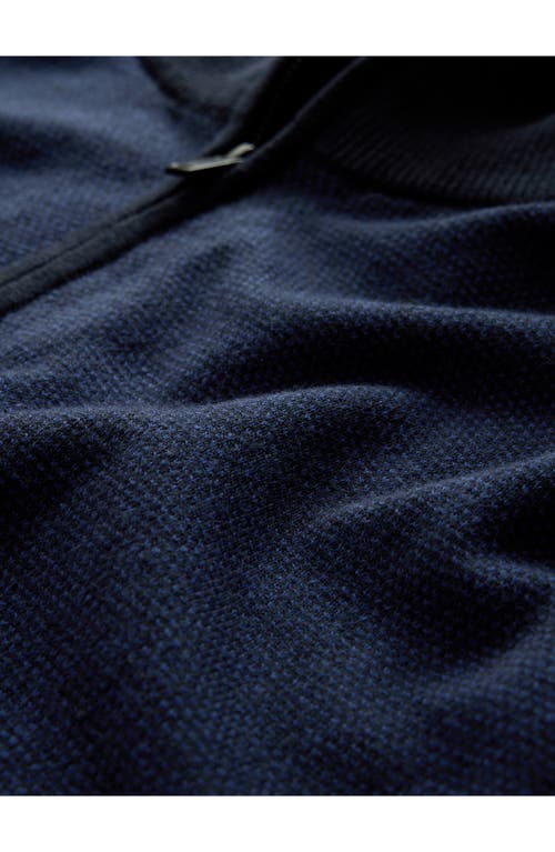 Shop John Varvatos Grand Birdseye Half-zip Cotton & Cashmere Pullover In Navy