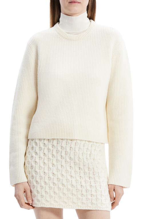 Shop Theory Boxy Felted Wool & Cashmere Rib Sweater In Ivory