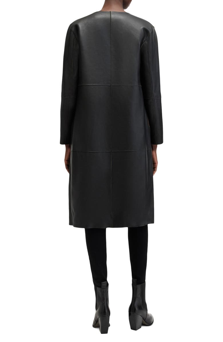 AllSaints Reversible Leather & Suede Long Jacket, Alternate, color, Brown/ Black