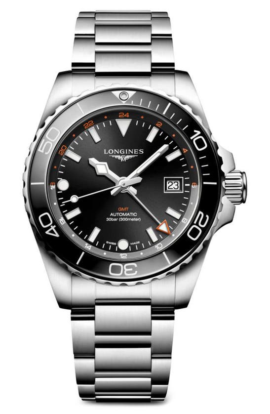 Longines Men's Swiss Automatic Hydroconquest Stainless Steel Steel Bracelet Watch 41mm In Black