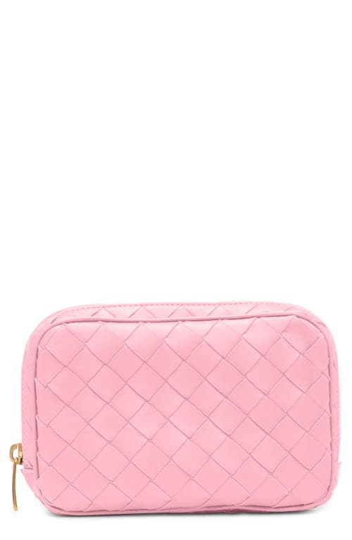 Bottega Veneta Small Intrecciato Leather Pouch In Pink