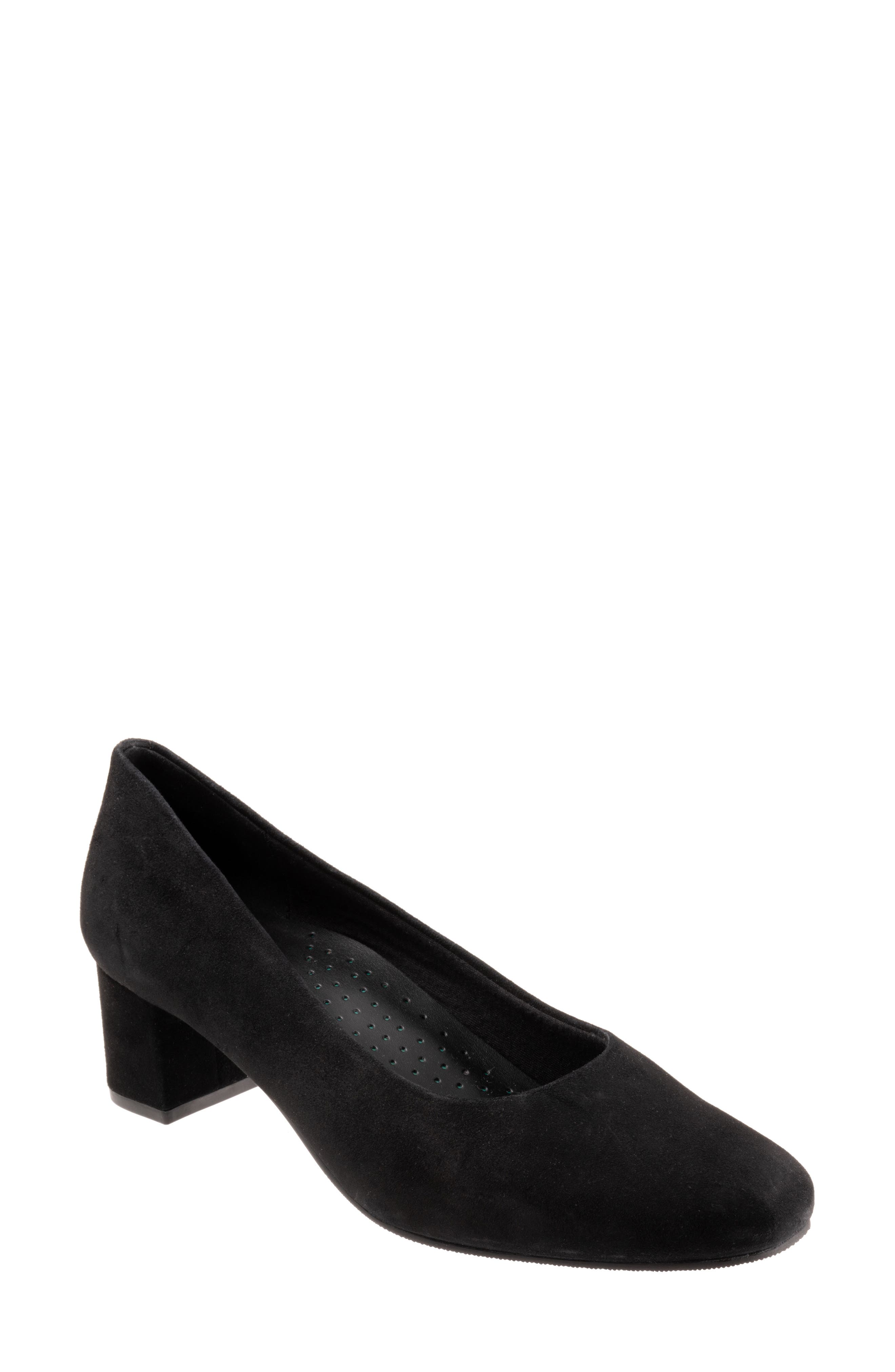 black suede pumps wide width