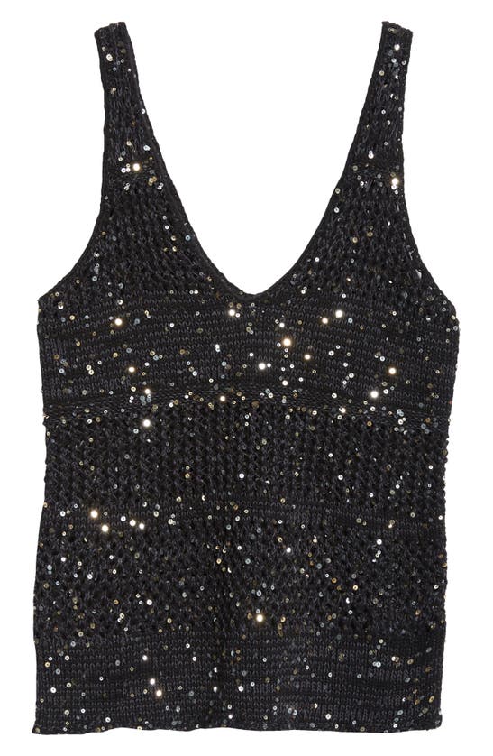 Shop Maria Mcmanus Recycled Sequin Sweater Tank In Black